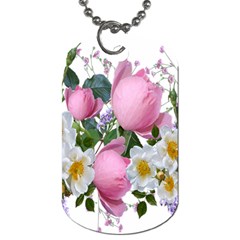 Flowers Roses Pink White Blooms Dog Tag (two Sides) by Simbadda