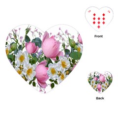 Flowers Roses Pink White Blooms Playing Cards Single Design (heart) by Simbadda