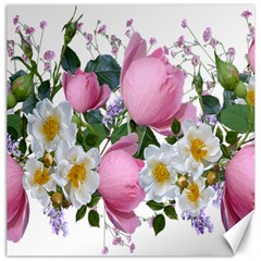 Flowers Roses Pink White Blooms Canvas 20  X 20  by Simbadda