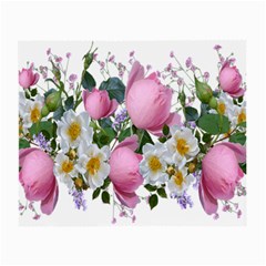 Flowers Roses Pink White Blooms Small Glasses Cloth (2 Sides) by Simbadda