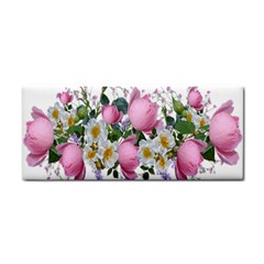 Flowers Roses Pink White Blooms Hand Towel by Simbadda