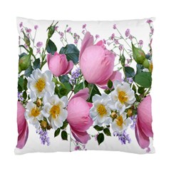 Flowers Roses Pink White Blooms Standard Cushion Case (one Side) by Simbadda