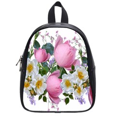 Flowers Roses Pink White Blooms School Bag (small) by Simbadda