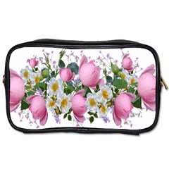 Flowers Roses Pink White Blooms Toiletries Bag (two Sides) by Simbadda