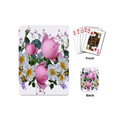 Flowers Roses Pink White Blooms Playing Cards Single Design (mini) by Simbadda