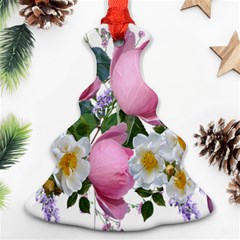 Flowers Roses Pink White Blooms Christmas Tree Ornament (two Sides) by Simbadda