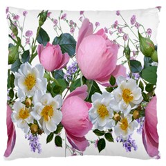 Flowers Roses Pink White Blooms Large Cushion Case (two Sides) by Simbadda