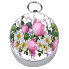 Flowers Roses Pink White Blooms Silver Compasses by Simbadda