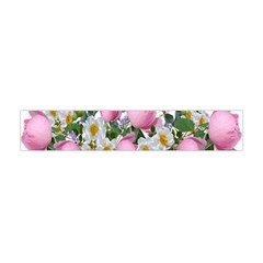 Flowers Roses Pink White Blooms Flano Scarf (mini) by Simbadda