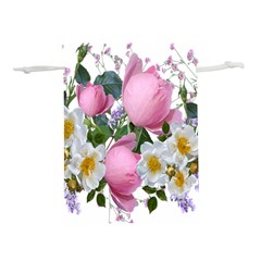 Flowers Roses Pink White Blooms Lightweight Drawstring Pouch (l)