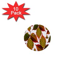 Leaves Autumn Fall Colorful 1  Mini Buttons (10 Pack)  by Simbadda