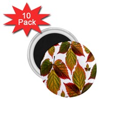 Leaves Autumn Fall Colorful 1 75  Magnets (10 Pack)  by Simbadda