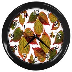 Leaves Autumn Fall Colorful Wall Clock (black) by Simbadda