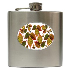 Leaves Autumn Fall Colorful Hip Flask (6 Oz) by Simbadda