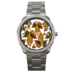 Leaves Autumn Fall Colorful Sport Metal Watch Front