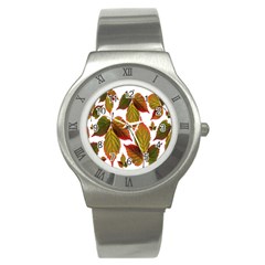 Leaves Autumn Fall Colorful Stainless Steel Watch by Simbadda