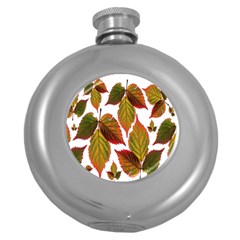 Leaves Autumn Fall Colorful Round Hip Flask (5 Oz) by Simbadda