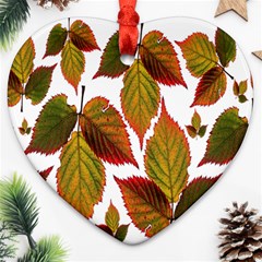 Leaves Autumn Fall Colorful Heart Ornament (two Sides) by Simbadda