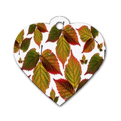 Leaves Autumn Fall Colorful Dog Tag Heart (two Sides)