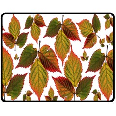 Leaves Autumn Fall Colorful Fleece Blanket (medium)  by Simbadda