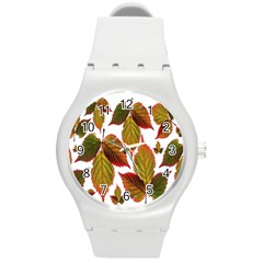 Leaves Autumn Fall Colorful Round Plastic Sport Watch (m) by Simbadda