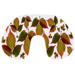 Leaves Autumn Fall Colorful Travel Neck Pillow by Simbadda