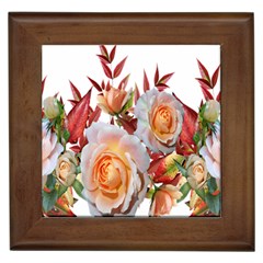 Roses Flowers Leaves Nandina Framed Tile by Simbadda