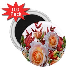 Roses Flowers Leaves Nandina 2 25  Magnets (100 Pack)  by Simbadda