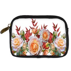 Roses Flowers Leaves Nandina Digital Camera Leather Case