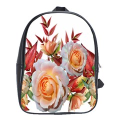 Roses Flowers Leaves Nandina School Bag (large) by Simbadda