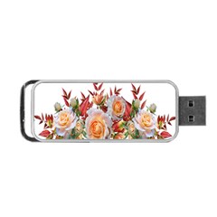 Roses Flowers Leaves Nandina Portable Usb Flash (one Side) by Simbadda