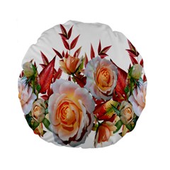 Roses Flowers Leaves Nandina Standard 15  Premium Flano Round Cushions by Simbadda