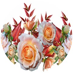 Roses Flowers Leaves Nandina Wooden Puzzle Round by Simbadda