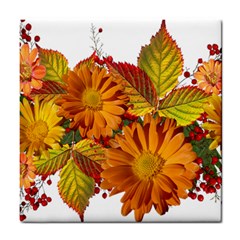 Flowers Arrangement Autumn Daisies Tile Coaster by Simbadda