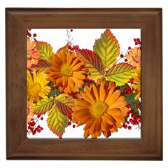 Flowers Arrangement Autumn Daisies Framed Tile by Simbadda