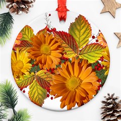 Flowers Arrangement Autumn Daisies Ornament (round) by Simbadda