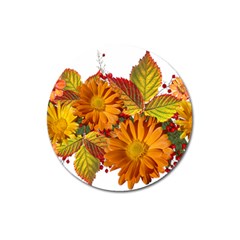 Flowers Arrangement Autumn Daisies Magnet 3  (round) by Simbadda