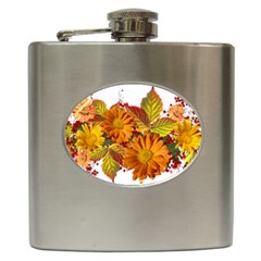 Flowers Arrangement Autumn Daisies Hip Flask (6 Oz) by Simbadda