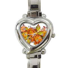 Flowers Arrangement Autumn Daisies Heart Italian Charm Watch by Simbadda