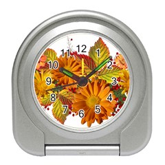 Flowers Arrangement Autumn Daisies Travel Alarm Clock by Simbadda