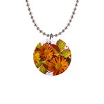 Flowers Arrangement Autumn Daisies 1  Button Necklace Front