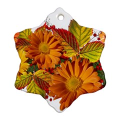 Flowers Arrangement Autumn Daisies Snowflake Ornament (two Sides) by Simbadda