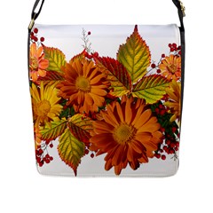 Flowers Arrangement Autumn Daisies Flap Closure Messenger Bag (l) by Simbadda