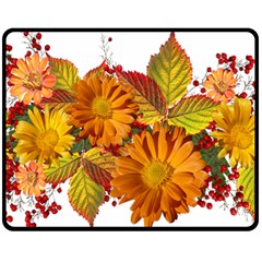 Flowers Arrangement Autumn Daisies Double Sided Fleece Blanket (medium)  by Simbadda