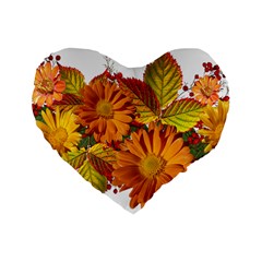 Flowers Arrangement Autumn Daisies Standard 16  Premium Flano Heart Shape Cushions by Simbadda