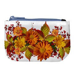 Flowers Arrangement Autumn Daisies Large Coin Purse by Simbadda