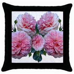 Roses Pink Flowers Arrangement Throw Pillow Case (black) by Simbadda