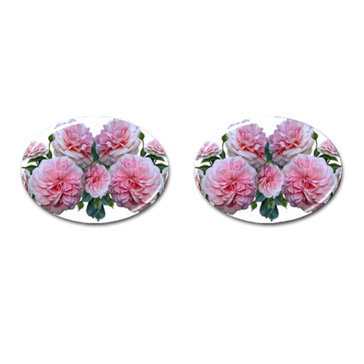 Roses Pink Flowers Arrangement Cufflinks (Oval)