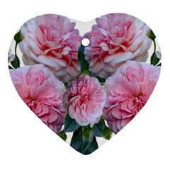 Roses Pink Flowers Arrangement Heart Ornament (two Sides)