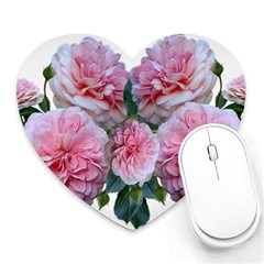 Roses Pink Flowers Arrangement Heart Mousepads by Simbadda